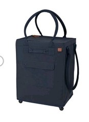 CleverMade Foldable Tote Bag on Wheels 14”Lx18”Wx24”H Soft Grip Navy