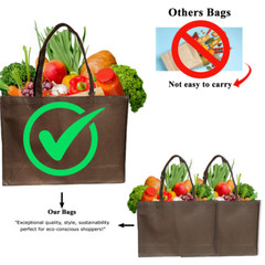 Brown Non-Woven Shopping Tote Bags Reusable Recyclable Gift Promo Bag 10 Pack