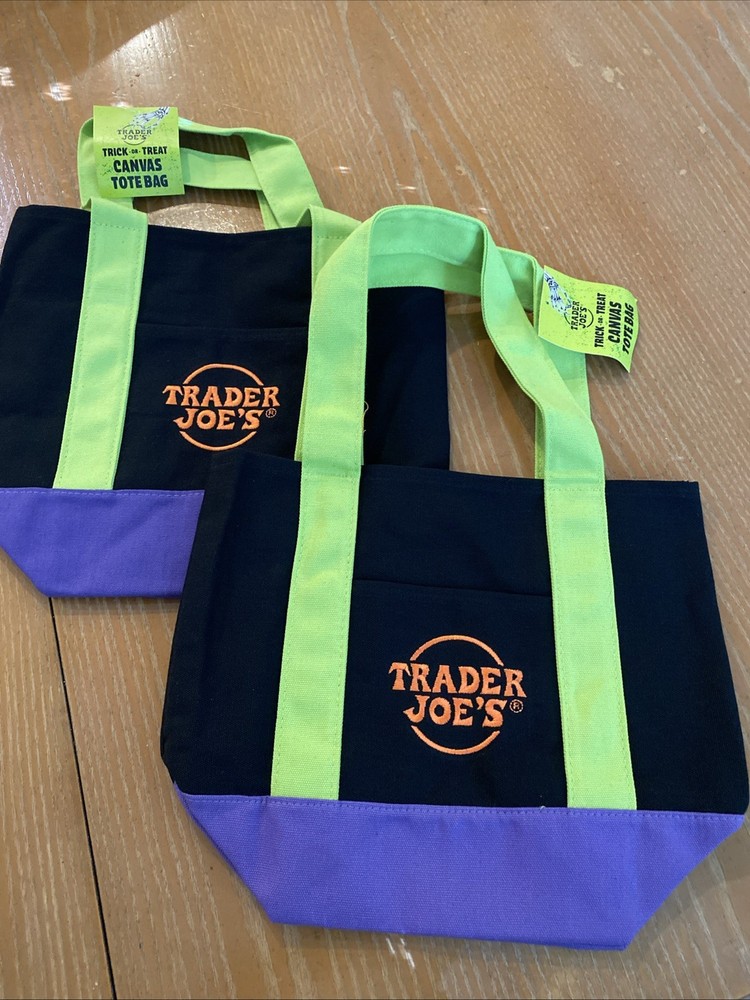 1pc Trader Joe’s Mini Halloween Canvas Tote Bag. RARE MULTI COLOR IN HAND NWT
