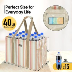 Extra Large Utility Tote Bag with Reinforced Wire Frame, Reusable Grocery Bag…