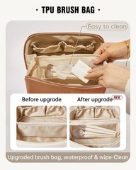 EACHY Travel Makeup Bag,Large Capacity Cosmetic Bags for Medium, AA-Brown