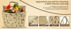 Reusable Jute Bags Eco-Friendly Printed Lunch Shopping Grocery Hand Bag Tote