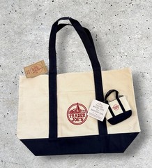 Trader Joe’s NAVY Canvas Tote Set/ 1 Standard and 1 Micro Tote NWT