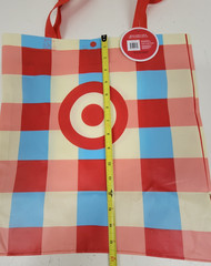 Reusable Red & Blue Target Tote Bag 15” x 16” x 7” Grocery Shopping Sack w/Snap