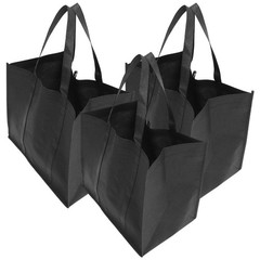 3PCS Non Woven Shopping Bags – Large Blank Fabric Tote – Reusable Grocery Bag,