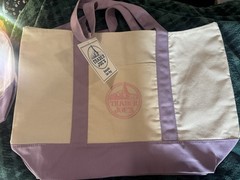 Trader Joe’s Canvas Tote Bag Purple/Beige Reusable 51cm x 36cm x 15cm