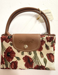 Signare Tapestry Folding Reusable Shopping Bag Purse Foldable Tote Erin Knitwear