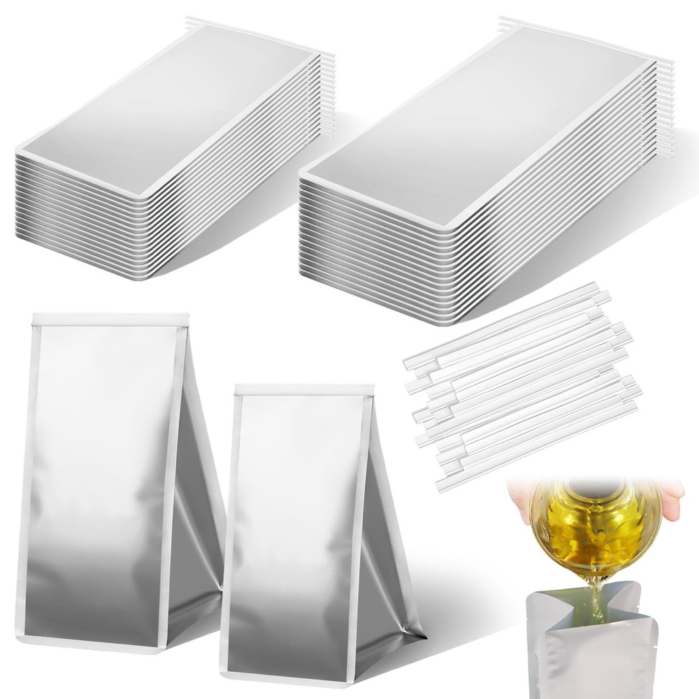 20 Pcs Disposable Grease Storage Bags 11/9 inch Foil One Size, silver
