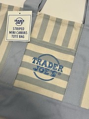 New Trader Joe’s Mini Sky Blue pastel summer 2026 Striped Canvas Tote Bag FAST