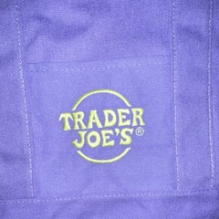 Trader Joe’s Foldable Canvas Tote Bag Purple Solid Pattern Reusable Shopping Bag