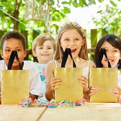 80 PCS 10x8x4.7 Inch Gold Reusable Gift Bags Black Handle Ramadan Easter