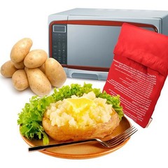 KornaDoz 2 Pack Reusable Microwave Potato Bag, Perfect Baked Red