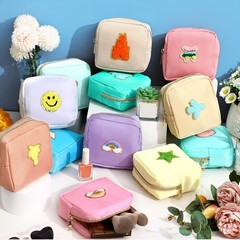 Sumind 12 Pcs Preppy Patch Makeup Bag Bulk Cute Mini Pouch multicolored