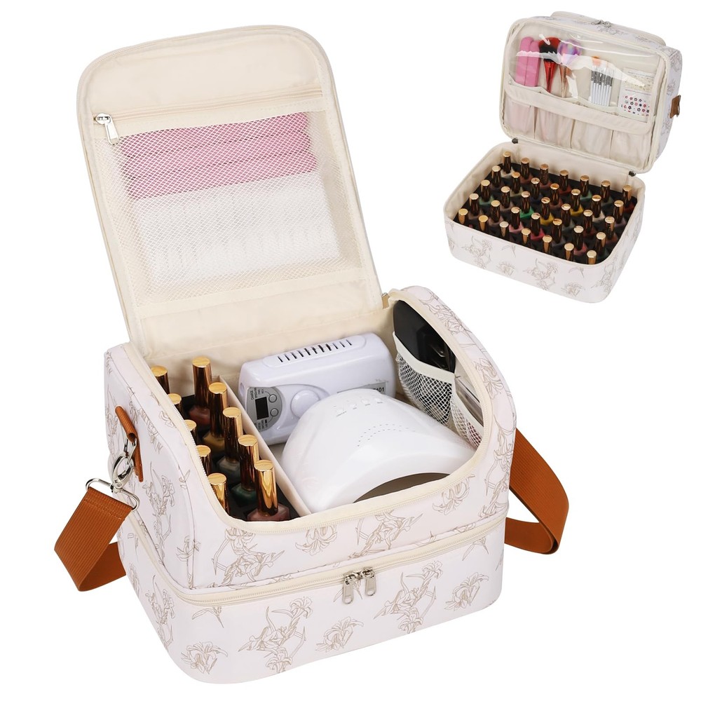CUBETASTIC Nail Polish Organizer, Supplies Storage 45 Slots, Lily Floral