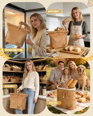 Marscamd Large Reusable Bread Bags for Homemade 13″ x 4.7″ x 17″, Brown