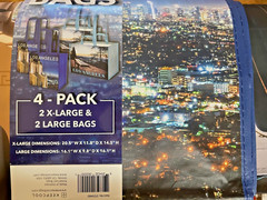 4-PACK Keep Cool Reusable Shopping Bags LOS ANGELES, 2 X-Large & 2 Large Bags