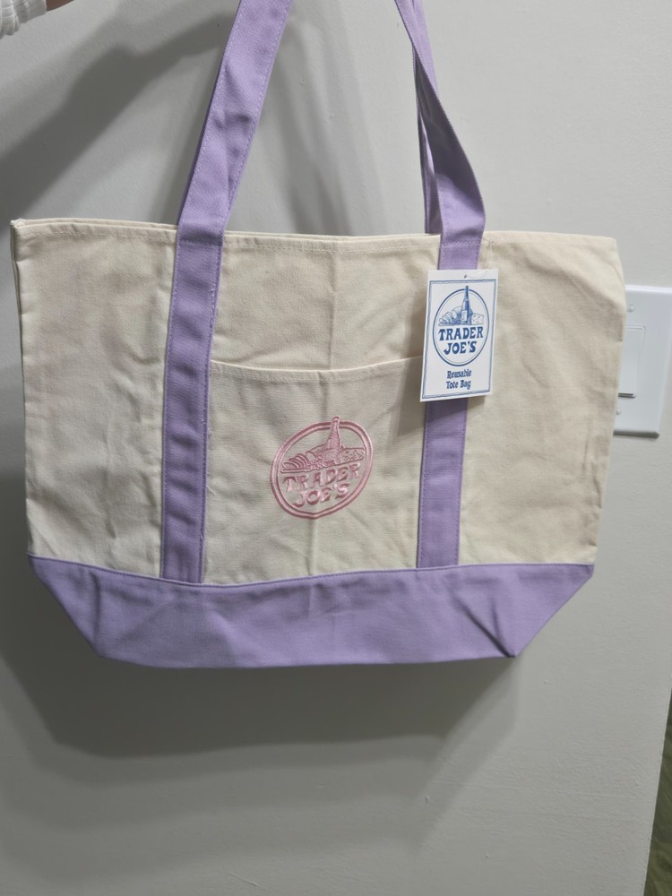 2026 Trader Joe’s Limited Edition Lavender Canvas Tote Bag Regular Size