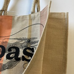 Waitrose Prawn Toast Tote Bag British Stripe Shopper Jute Juco New