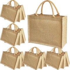 15PCS burlap tote bags jute bridesmaid gift Handbags with handles leisure tra…