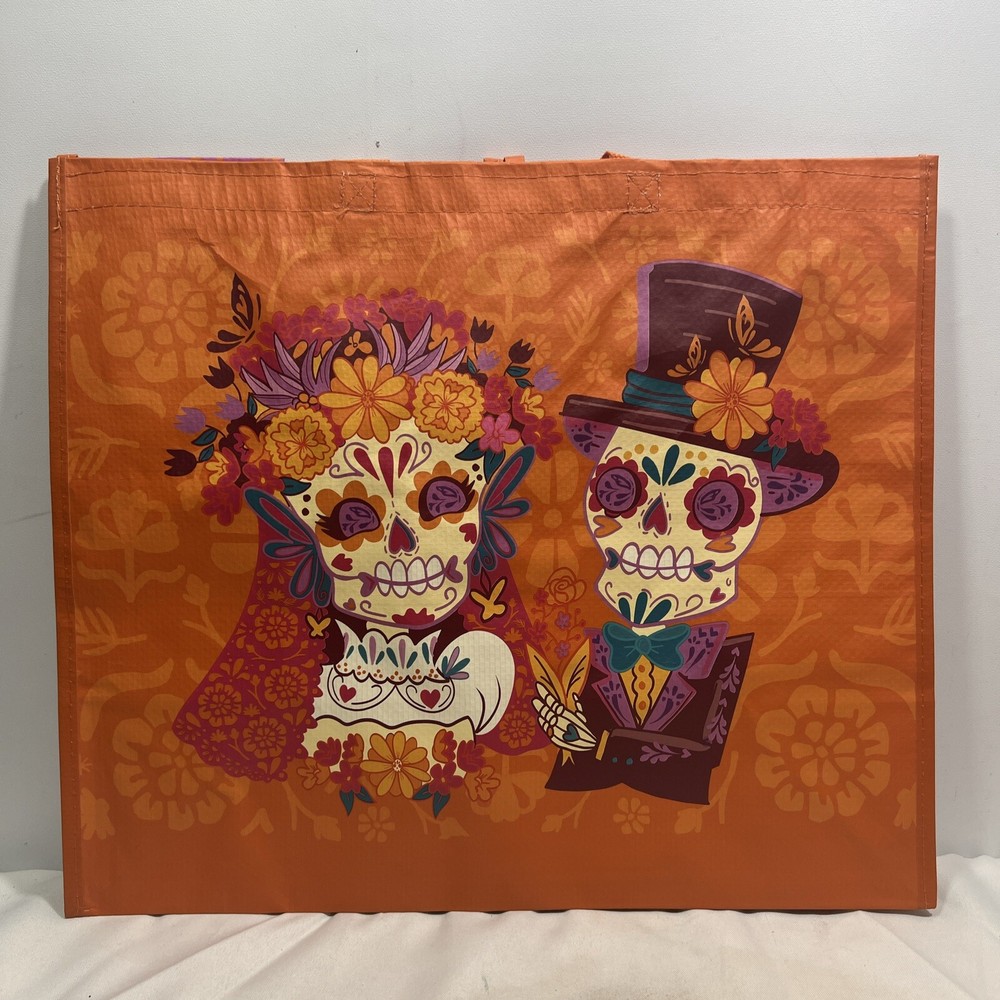 Day Of The Dead/Dia De Los Muertos – Bride & Groom Wedding Reusable Bag, 18.5×16