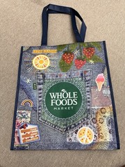 Whole Foods Market New Denim Front Pocket Large Reusable Shopping Tote Bag