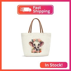 Elephants Gifts Canvas Tote Bag For Women, Cute Tote Bags Reusable Grocery Shoul
