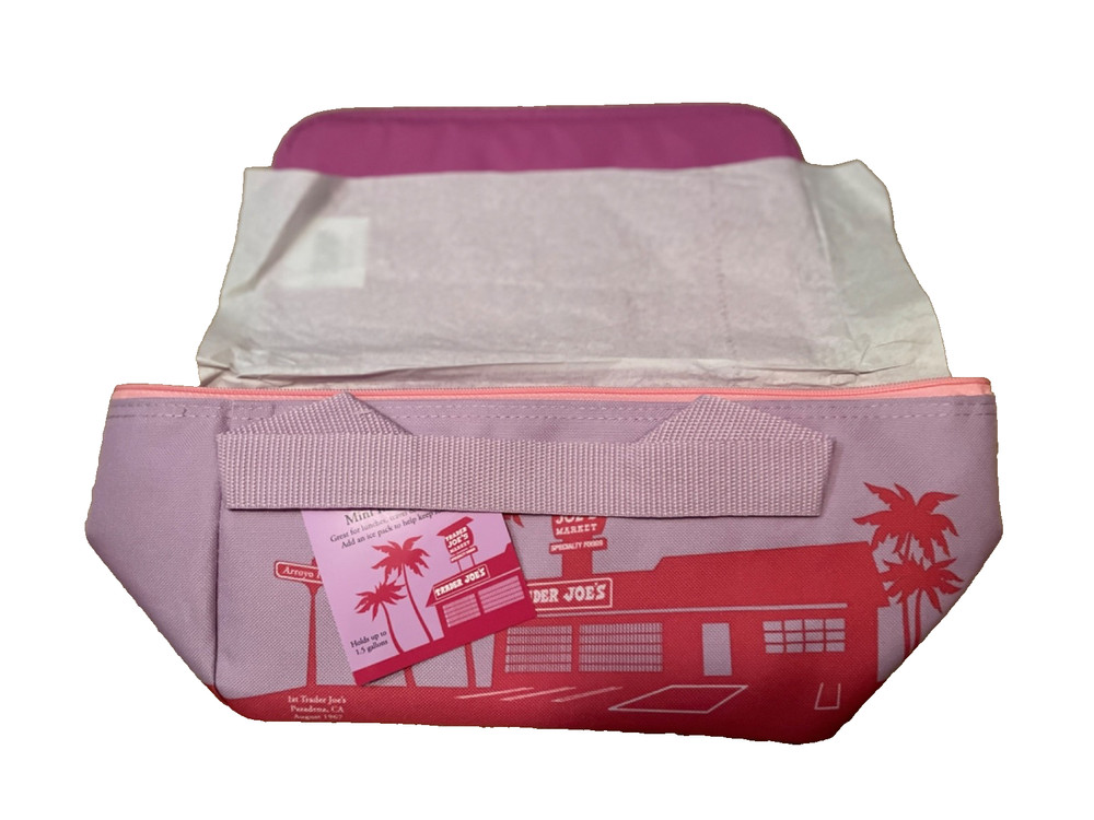 Trader Joe’s 2026 Summer Mini Insulated Tote Bag PURPLE – PINK NWT Authentic