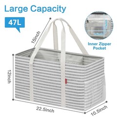 Standing Extra Large Utility Tote Bag 2 Pack, Reusable Grocery Bags with Meta…