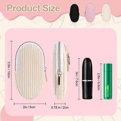 Playexen 2 PCS Chapstick Holder Keychain Bag, Corduroy Travel Lip Beige+Pink