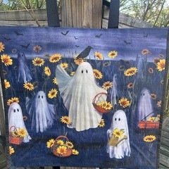 Halloween Ghosts 👻Baskets Sunflowers 🐦‍⬛ CROWS Bats Shopping Bag New🌼TJX🌼