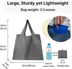 Foldable Reusable Grocery Bags – Heavy Duty 6 Pack with Handles | XL Tote