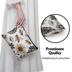 Cafl Bumblebees & Sunflowers Makeup Bag Bee Cosmetic &