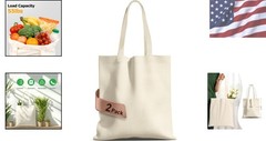 Durable 2-Pack Beige Canvas Tote Bags, Machine Washable, Eco-Friendly Design