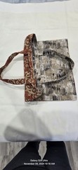Traditional Pattern Foldable Fabric Reusable Shopping Bag Medium Brown Two-Piece