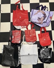 Lululemon Reusable Tote Bag Lot Of 8 Gym Shopping Bags Assorted Colors Prints