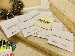 Lot American Eagle AE Aerie Reusable Shopping Tote Bag Carry 2021 Christmas- EUC