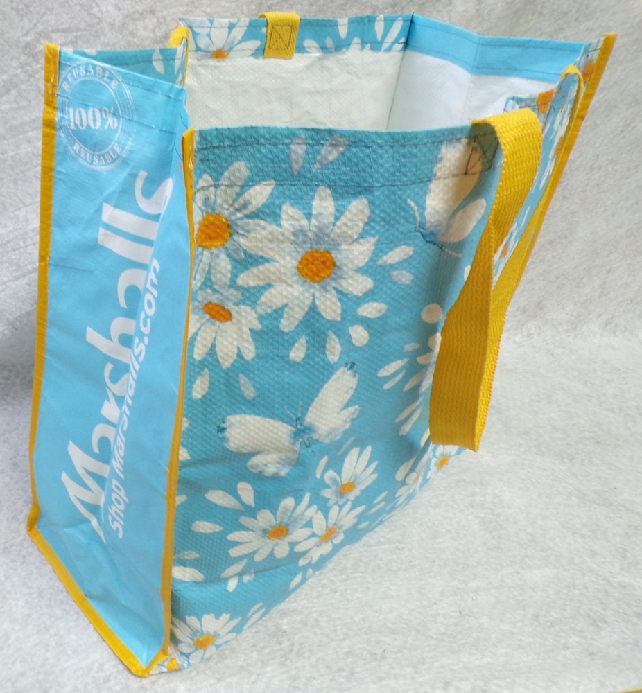 MARSHALLS BIG TOTE BLUE SHOPPING GROCERY BAG 19 x 7 x 17 REUSABLE POLYPROPYLENE