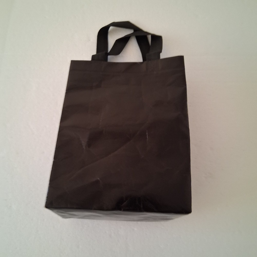 Glossy Black Reusable Tote Laminated Shopping / Gift Bag Chic Wet Look Gusseted