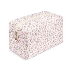 honitty Quilted Makeup Bag,Small Travel Floral Cosmetic Bag S-Pink flower2