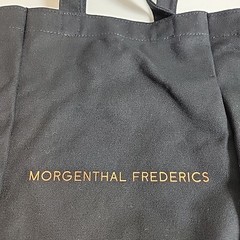 New Morganthal Frederics Black Canvas Reusable Tote Shopping Gift Bag w/Handles