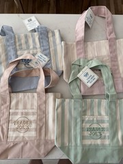 Trader Joe’s Striped Multicolor Canvas Tote Bag 13 x 6 x 14 in New
