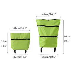 2 in 1 Folding Shopping Bag With Wheels Portable Market Bag Reusable Grocery Bag