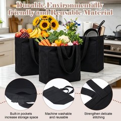 Tallew 8 Pcs Reusable Canvas Grocery Bags XL with with Pockets & Dual Handles…