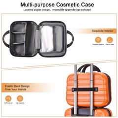 14 Inch Makeup Train Case PC ABS Hard Shell Cosmetic Organizer orange