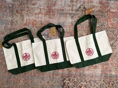 Trader Joe’s Set of 3 Reusable Canvas Tote Bags Green White Solid