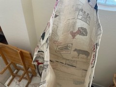 New Handmade large light canvas grocery bag/beach tote w double pocket