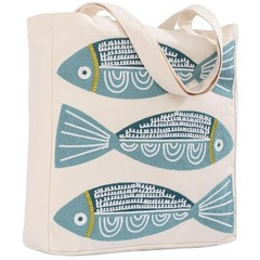 Ocean-Themed Embroidery Tote Bag for Women Summer Canvas Beach Bag with Magne…