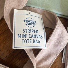 Trader Joe’s Mini Striped Canvas Tote Bag 4/4 Summer 2026 New with Tag In Hand