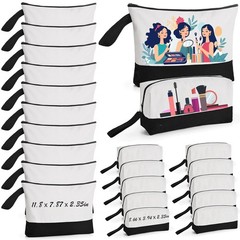 20Pcs Canvas Makeup Bag with Bottom, 12oz Cotton Cosmetic Set L, Black