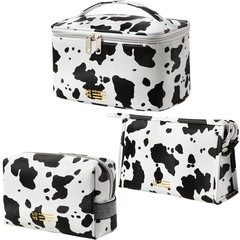 MIRASON Makeup Bag Travel Toiletry for Women, Cute Make Up Cow Print